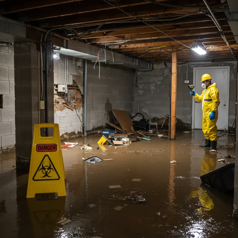 Flooded Basement Electrical Hazard in Oak Island, NC Property